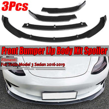 Load image into Gallery viewer, New 3Pcs Carbon Fiber Look/Black Car Front Bumper Splitter Lip Body Kit Spoiler Diffuser Guard For Tesla Model 3 Sedan 2016-2019
